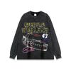 Vintage Hip Hop Racing Graffiti Print Long Sleeve Tee Unisex Streetwear Loose Fit Cotton T-Shirt