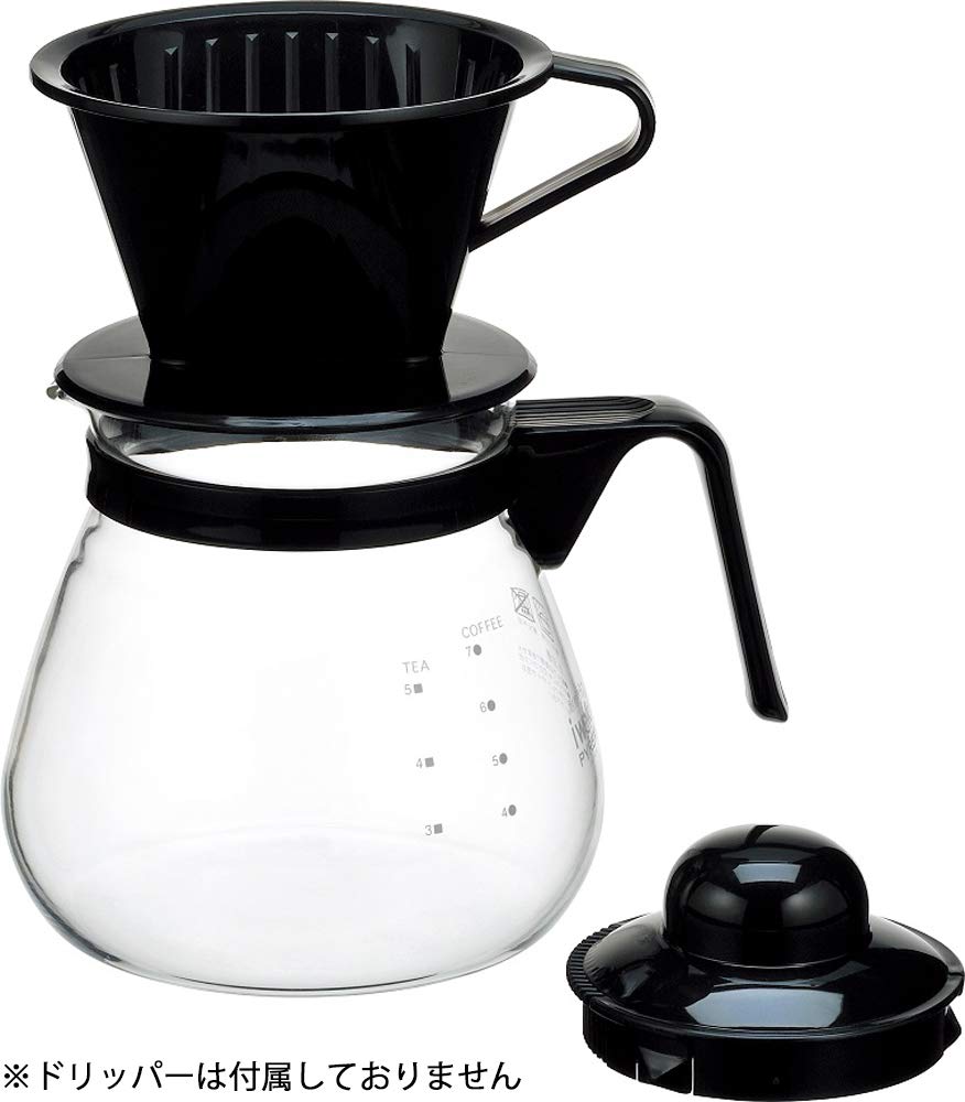 iwaki Heat-Resistant Glass Coffee Drip Pot, Microwave-Safe, Black, 1L, Coffee 1000, KT7966-BK2
