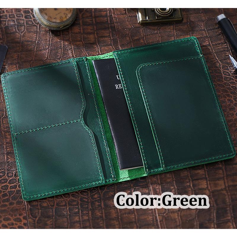 High Quality Vintage Natural Crazy Horse Cowhide Travel Passport Covers Men Genuine Leather Driver License Case Credit Card Holder Handmade