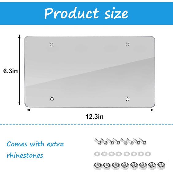 Wanheart 2 Pack Clear License Plate Covers - Unbreakable ABS Car Tag Protectors With 4 Holes, Rust-Proof Transparent Shields, Easy Tallation,