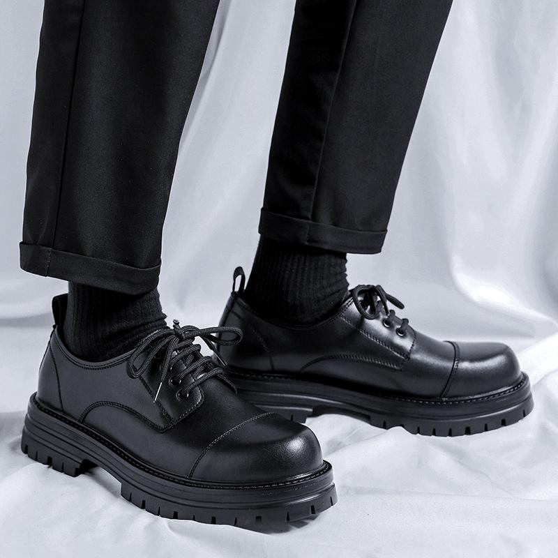 Повседневные британские туфли дерби на платформе, мужские, высокого класса, черные, свадебные, с низким берцем, ботинки Martin 65221-A