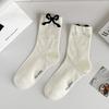 Ballet-style Bow Socks, Summer Mesh Perforated Breathable Women's Socks, White Dot Mid-calf Socks