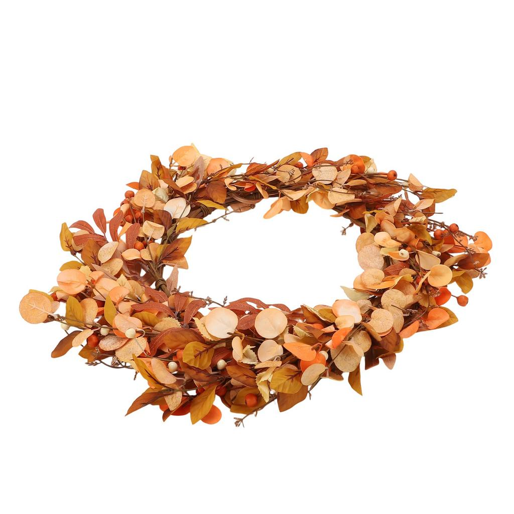 Fall Wreath with Artificial Wheat Ears Leaves Berry Branches   Wreath for Door Window Wall Farmhouse