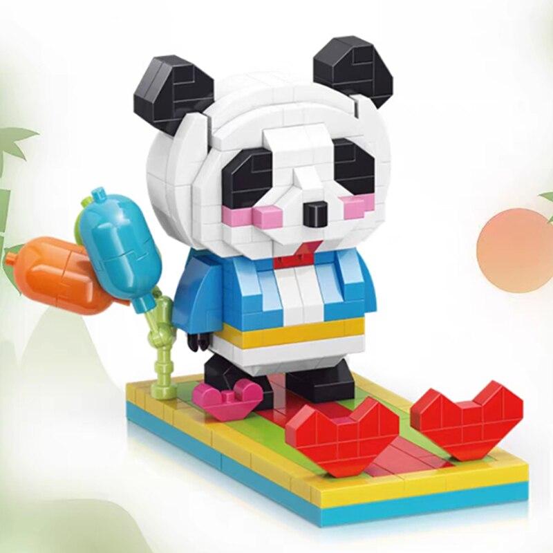 93016 Animal World Panda Heart Balloon Mobile Phone Stand Model Mini Diamond Blocks Bricks Building Toy for Children No Box