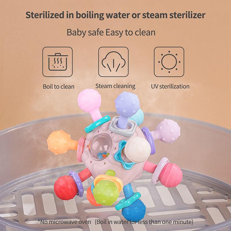 Детские игрушки для прорезывания зубов Монтессори, сенсорные шарики для прорезывания зубов, погремушки, игрушки для малышей 0-18 месяцев, подарки для девочек и мальчиков