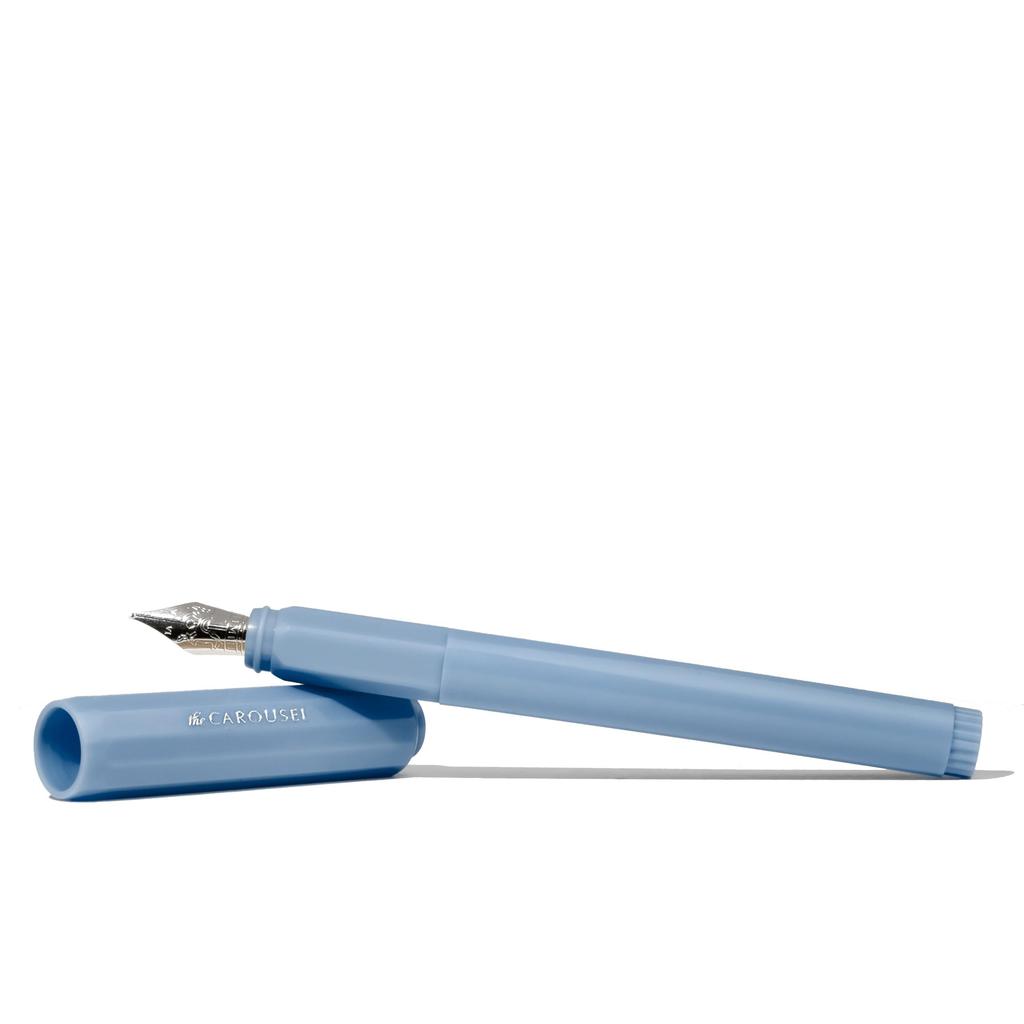 Ferris Wheel Carousel Fountain Acrylic Blend Air Seal Click Lock Tide of Sky Medium Nib Press, Pen, Body, Cap, Midas, Blue,