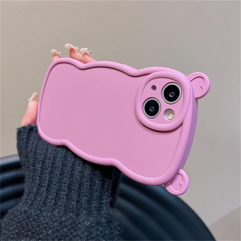 Корейский милый чехол для телефона с 3d мультяшными медвежьими ушками для Iphone 14 13 12 11 Pro Max X Xr, противоударный мягкий чехол с милыми животными