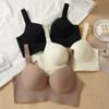 Women's Solid Color Seamless Letter Underwear Large Chest Small Adjustment Push Up Bra