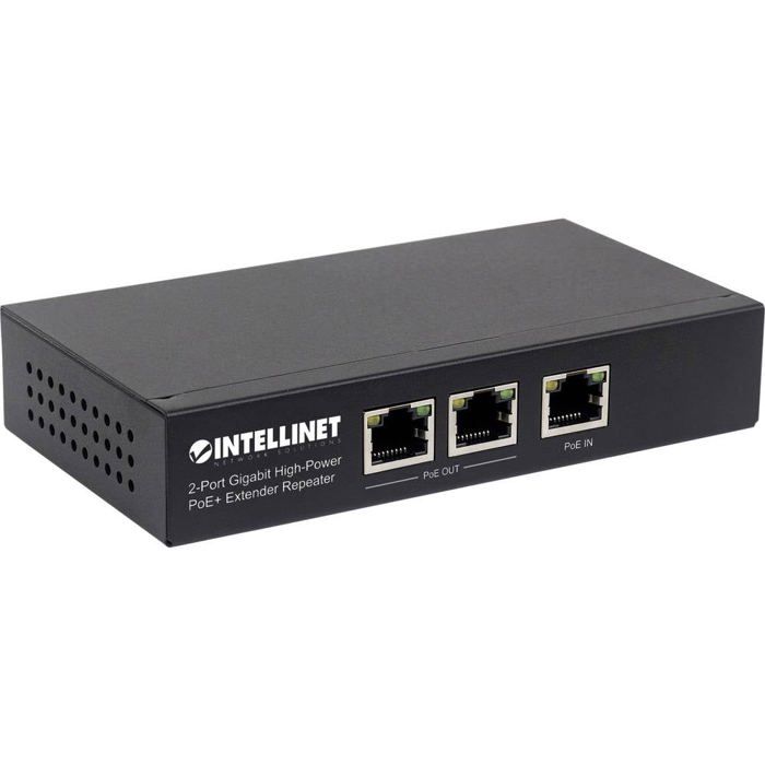 Injecteur PoE - Intellinet - 561266 - 2 Ports - 10/100/1000 Mbit/s - Métal Noir