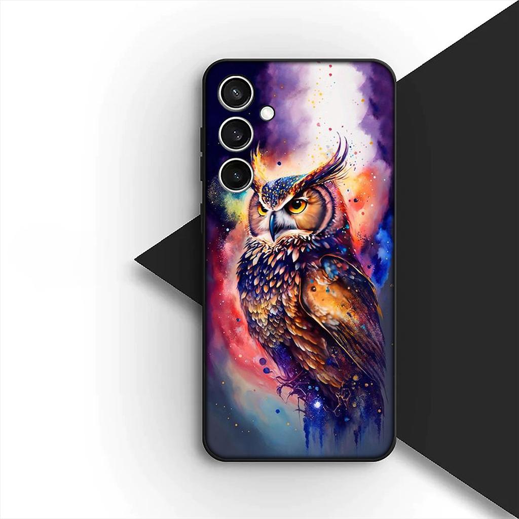 Soft Cover for Samsung Galaxy S24 S25 S23 FE Ultra Plus S7 Edge S25+ S23+ A56 5G Casing Phone Case Wallpaper Owl Bird