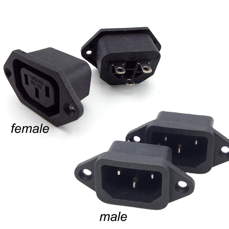 3-контактный разъем переменного тока IEC, прямая женская и мужская розетка для зарядки, удлинительный кабель, разъем питания C13 C14, 10A, 250 В, переназначаемый