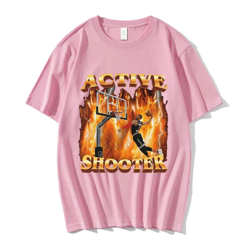Футболка с забавным мемом Active Shooter, женская модная ретро-футболка с коротким рукавом, повседневная футболка большого размера в стиле Харадзюку