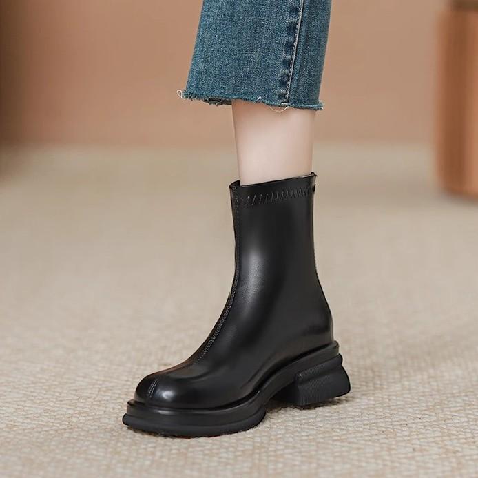 Single boots children's spring and autumn Martin boots women's British style 2025 new trendy cool ins show thin boots elastic short boots