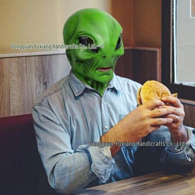 Инопланетный НЛО Зеленый Латексный Головной Убор Маска на Хэллоуин