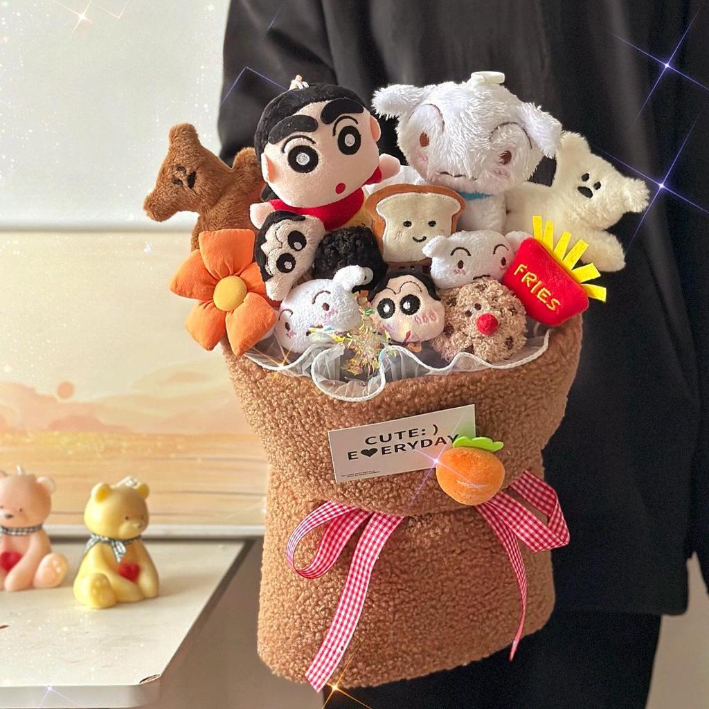 Back-to-School Creative Plush Doll Bouquet - Capybara & Leader Dog Gift for Girlfriend On Qixi Valentine's Day