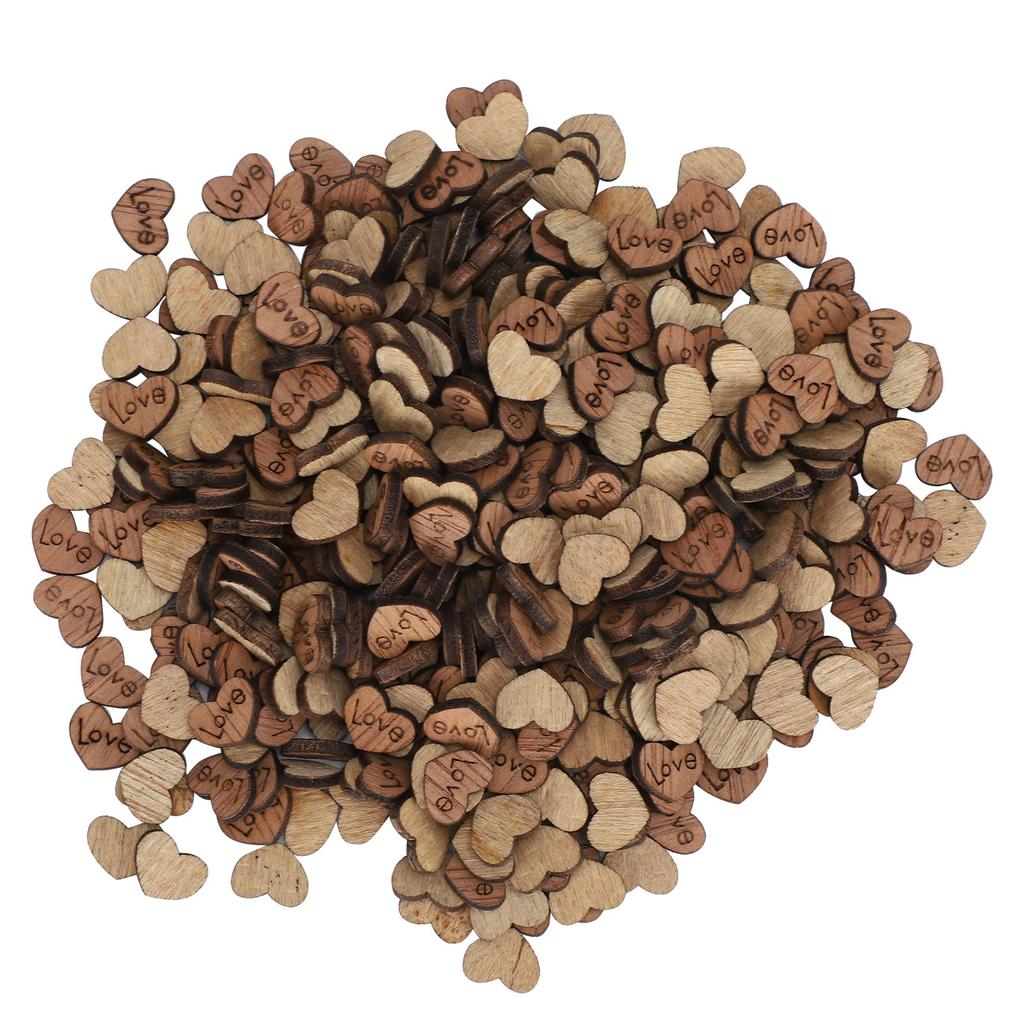 300Pcs Wooden Heart Confetti Natural Craft DIY Ornament Valentine"s Day Wedding Decoration