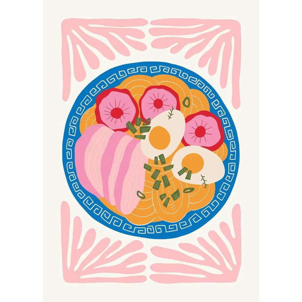 Minimalism Foods Posters Delicious Oyster Pink Ramen Bowl Shrimp Hot Dog Prints Canvas Painting Wall Pictures Home Kitchen Decor