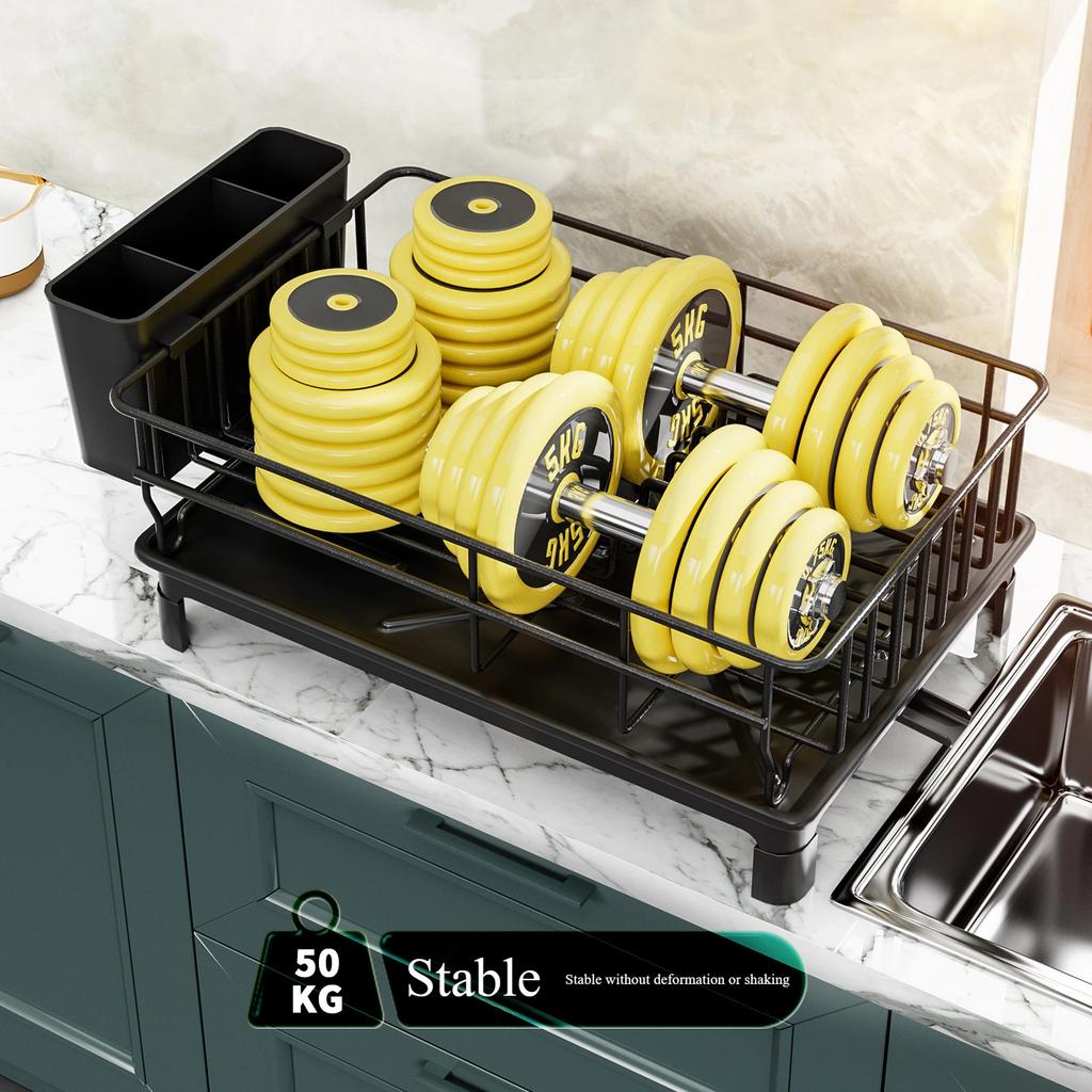 Подставка для сушки посуды, подставка для столовых приборов с поддоном для слива и линией сбора капель, подставка для чашки, держатель для столовых приборов, полка для хранения на кухонной столешнице