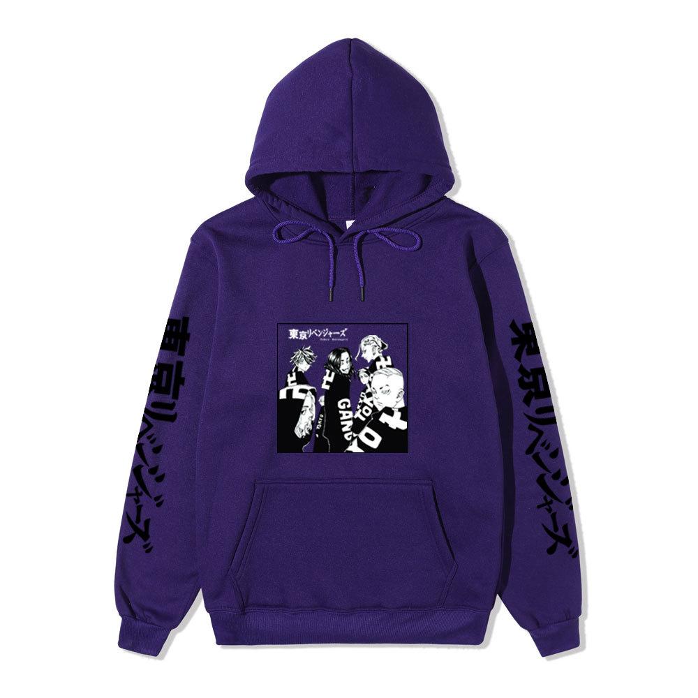 Tokyo Revengers Gang Group Unisex Fleece Hoodie Autumn Winter Black White Manga Print Long Sleeve Anime Pullover Sweatshirt