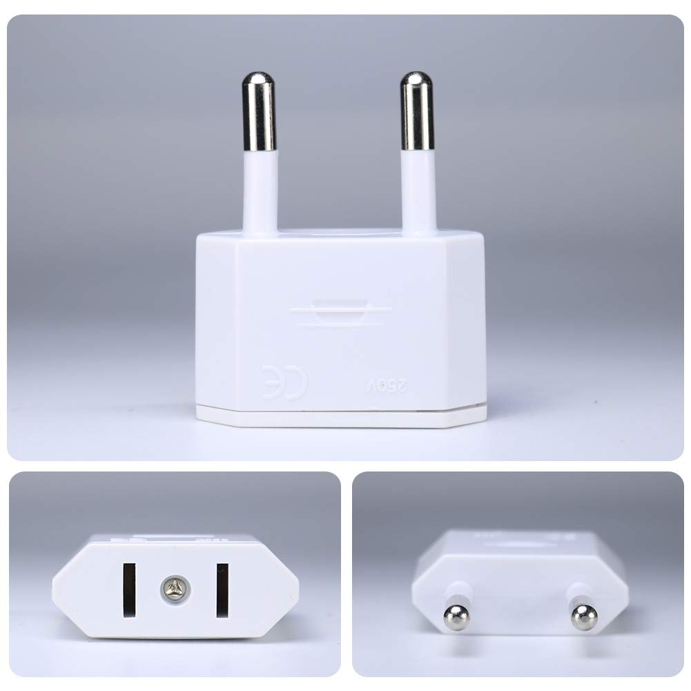 Lingzaling Europe Outlet Conversion Adapter for Overseas Travel Power Conversion Plug C Type Set of 2 (White)