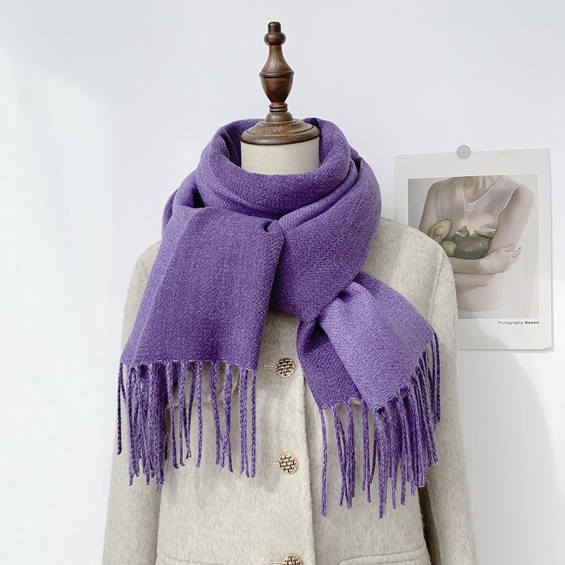 35 цветов 2024 осень и зима новый двухсторонний однотонный искусственный кашемировый кисточный платок утолщенный теплый шарф для мужчин и женщин