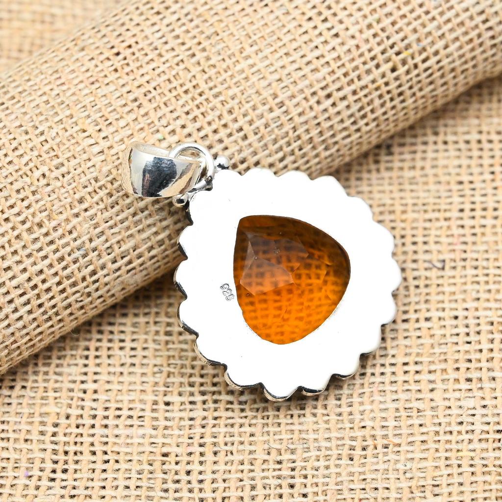 Красивый медовый топаз драгоценный камень ручной работы из стерлингового серебра 925 пробы ювелирный кулон для женщин