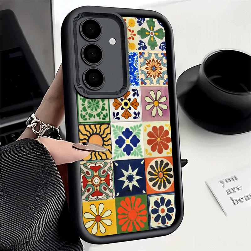 Чехол для телефона Samsung Galaxy S26 S25 Ultra S24 FE Итальянский Сицилийский Стиль Цветочный Узор Чехол S23 Plus S22 + S21 S20 5G Мягкий Si