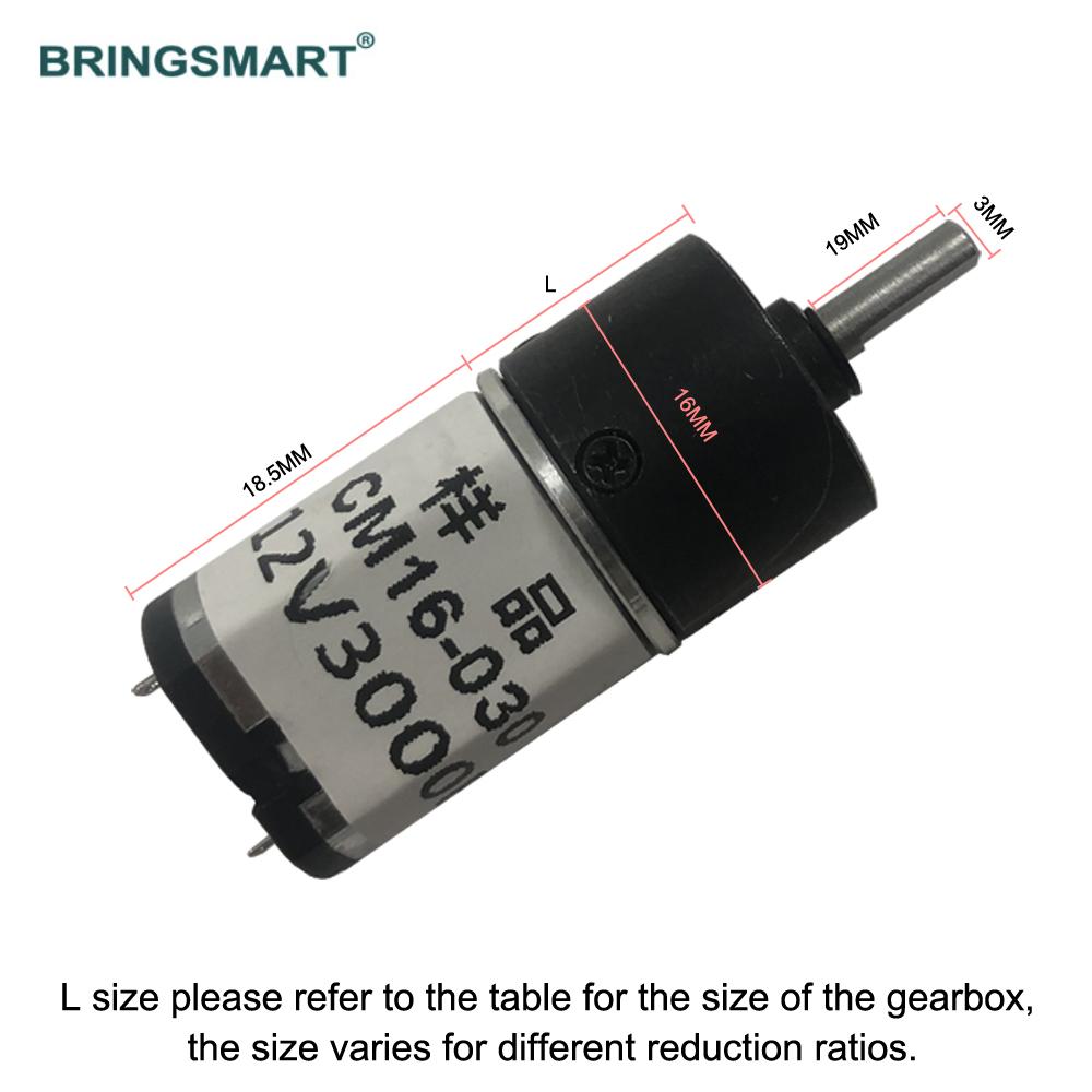 Bringsmart SR16-030 Planetary Gear Motor 12V Micro Motor Low Speed Small Motor Slow Speed Large Torque DC Motor Customized