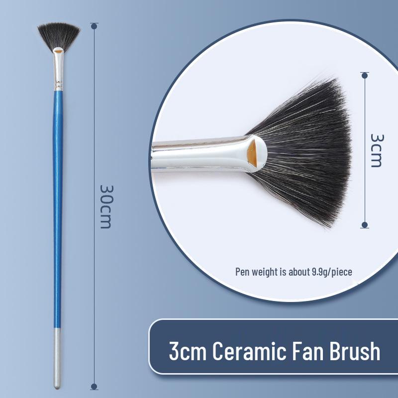 Fan-Shaped Ceramic Glazing Brush with Metal Holder for Gouache