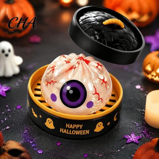 Ghost Dumpling Toy 1/5/6Pcs Halloween Squeezing with Steamer, Pumpkin Eyeball Skeleton Bun Stress Relief for Kids Adults, Party Favors Sensory Fidget