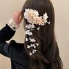 Flower Hair Claw With Pearl Tassels Side Clip Elegant Dress Accessories Headwear Gift