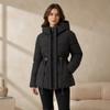 American waist hooded down cotton clothes women's medium and long winter thin temperament thickened thermal cotton jacket