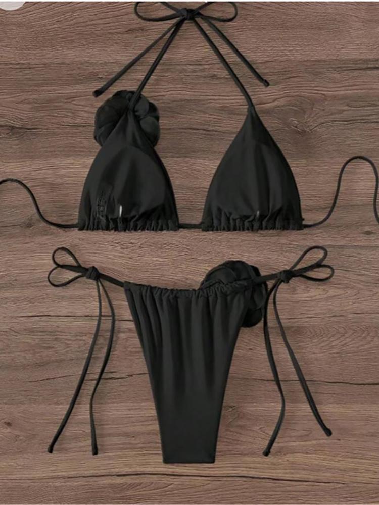 S - XL сексуальный 3D цветы халтер бретельки бикини женский купальник женский купальник из двух частей бикини комплект купальный костюм купальный костюм K5297