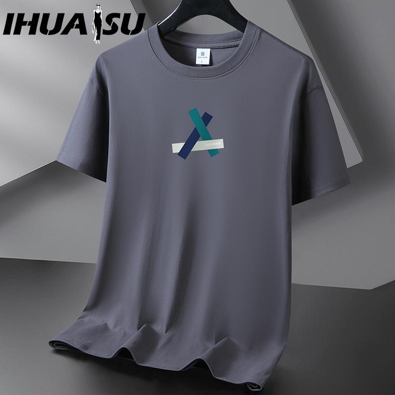 IHUASU Хлопковая футболка с коротким рукавом, мужская модная свободная рубашка с половиной рукава, сострадательная рубашка с принтом