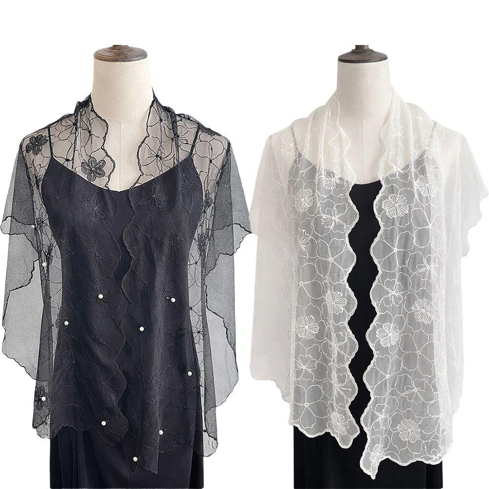 Embroidered Flower Dresses Shawls Elegant Female Headscarf Women's Lace Scarf Shawl  for Women