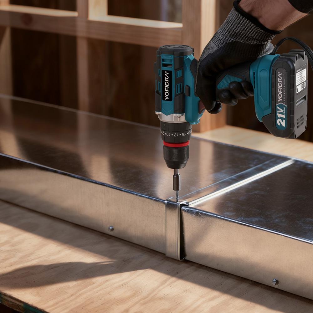 Yofidra 3-в-1 Электрический ударный шуруповерт 25+3 крутящий момент Ручной беспроводной ударный шуруповерт Электроинструмент для деревообработки Для аккумулятора Makita 21V Штифт