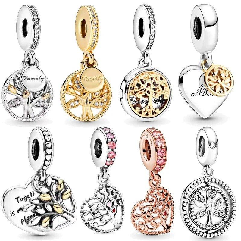 2024 New 925 Sterling Silver Various Tree Shape Pendant Charm Collection Fit Originalfashion Bracelet Women Jewelry Gift Diy