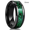 8 Colors 8mm Men's Stainless Steel Dragon Ring Inlay Red Green Black Carbon Fiber Ring Wedding Band Jewelry Size 7-12