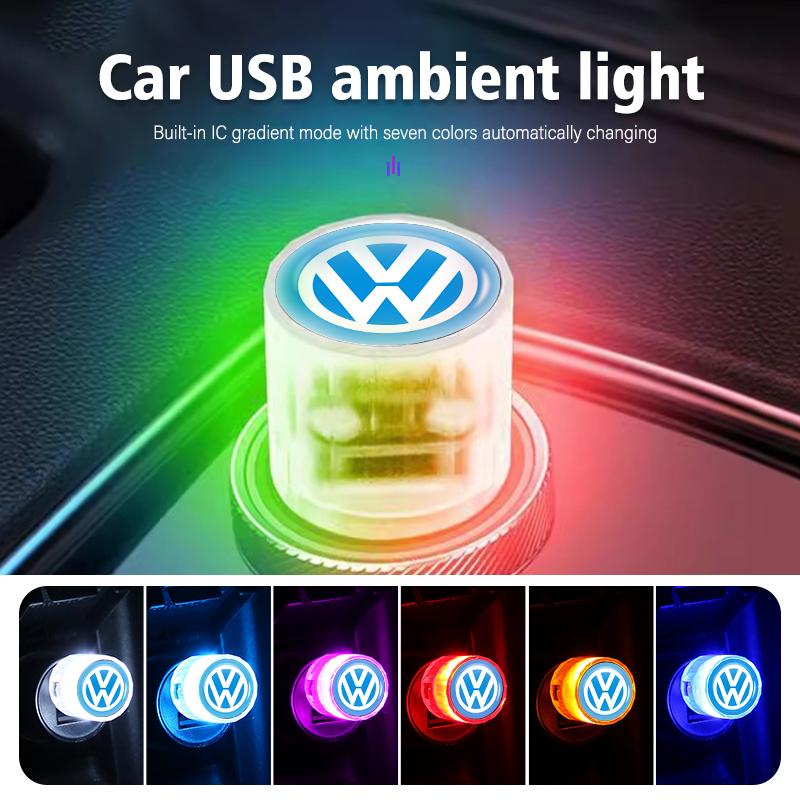 RUN1 For Volkswagen VW Colorful Car Ambient Light USB LED Atmosphere Lamp Portable Golf 4 5 6 7 Polo Jetta Sagitar Magotan Passat B5