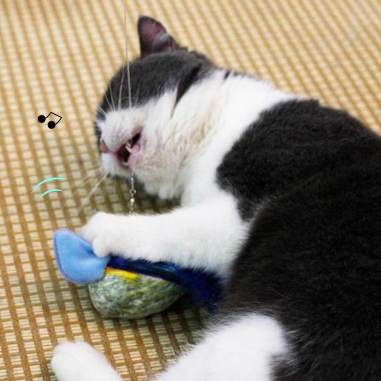 Interactive Cat Toys Hanging Plush Bird Squeaky Sound Simulation Bird Teaser Toy Playful Entertain Bond with Your Pet Kitten Chirping Toy for Cats