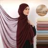 Muslim Cotton Rayon Hijab Solid Color Plain Scarf Women Soft Cotton Viscose Thin Voile Shawl Remove Edge Headscarf Turban