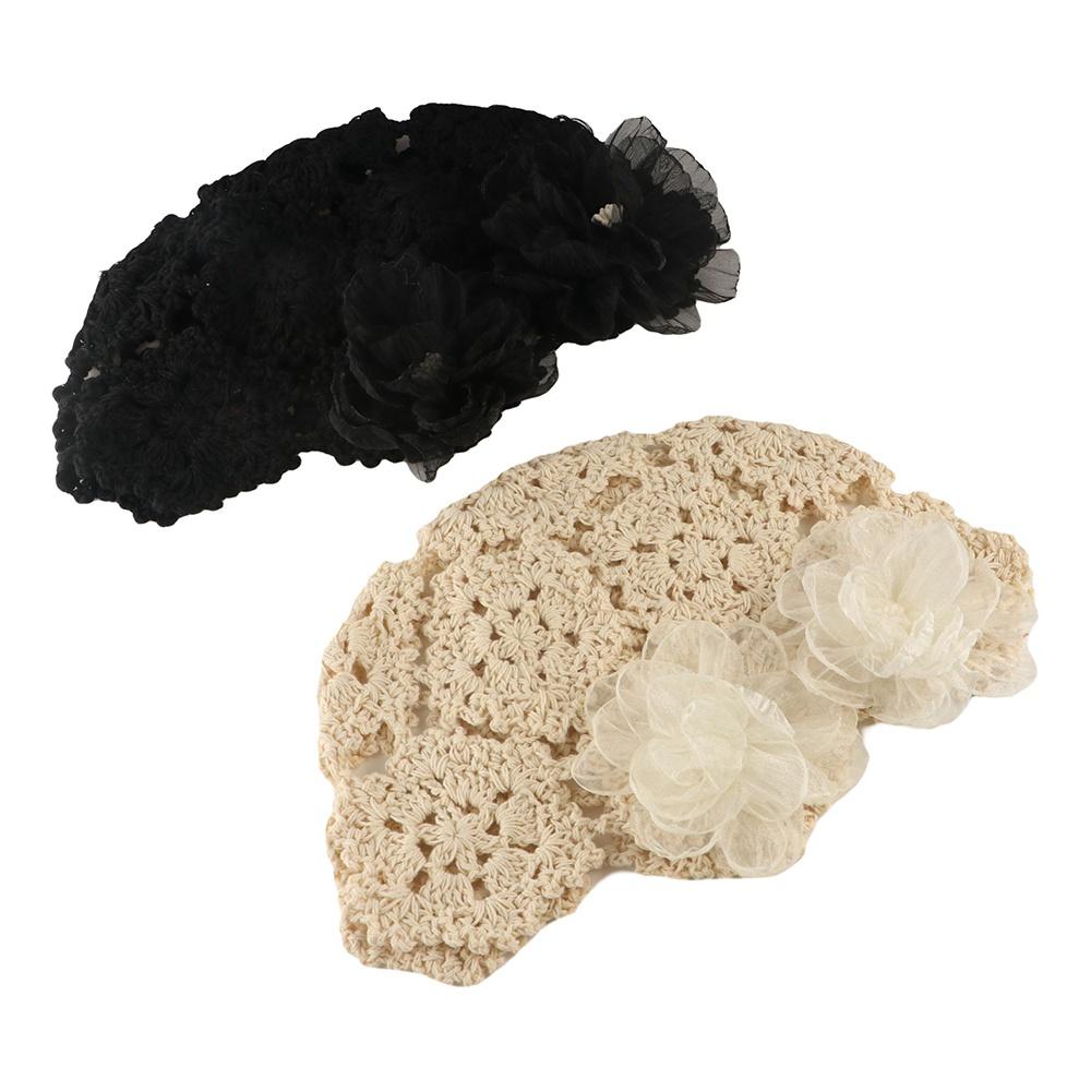 Elegant Crochet Hollow Flower Knitted Hat Hollow Out Knit Cap Casual Warm Beanies Hat  Outdoor