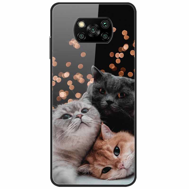 For Poco X3 Pro Case Fashion Cute Tempered Glass Luxury Coque Covers for Xiaomi Poco X3 NFC Cases PocoX3 X 3 Bumper Protector