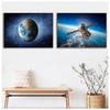 Galaxy Stars Astronaut Planet Hole Space Posters and Prins Universe Earth Meteorite Wall Pictures for Living Room Decoration No Frame