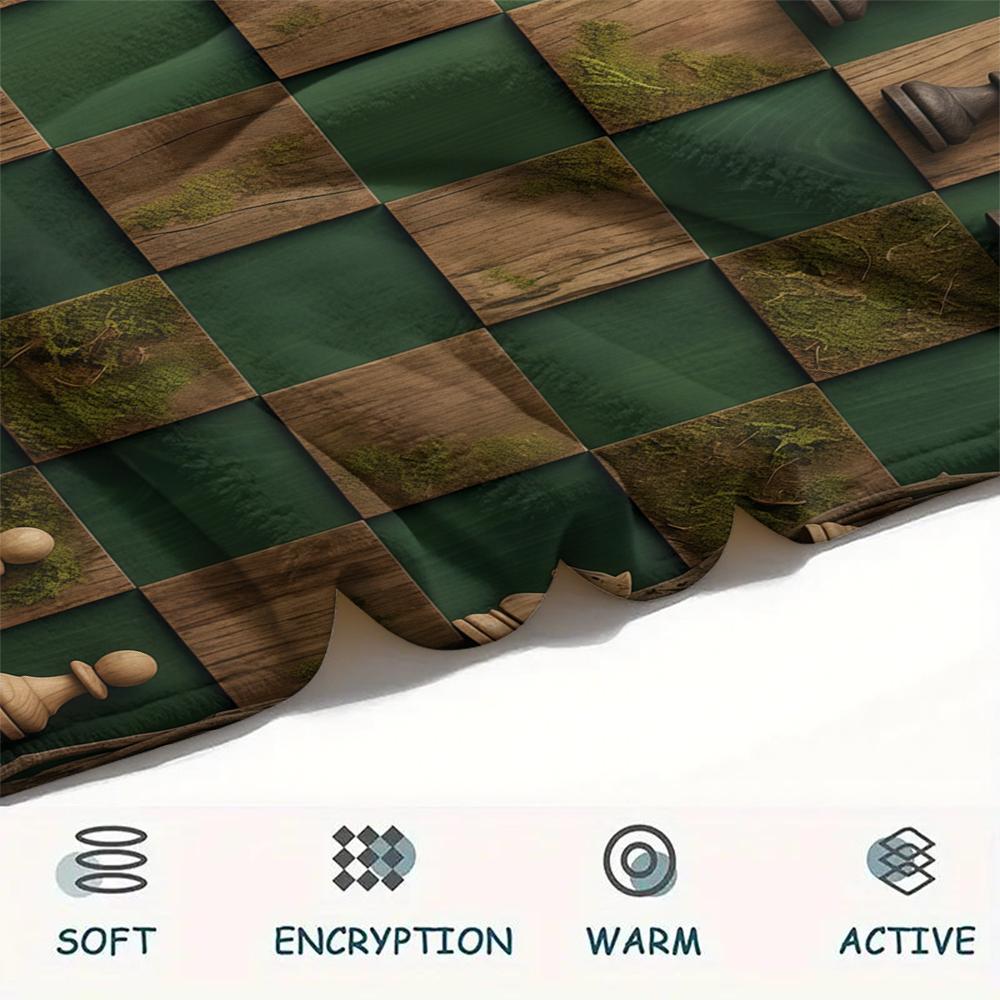 1Pc Chess Print Flannel Blanket,High quality Comfortable for All Seasons,Home Decor,Warmth and Comfort,Perfect for Christmas Gifts