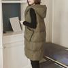 Женский осенне-зимний однотонный длинный жилет с капюшоном без рукавов и карманами на молнии, жилет с хлопковой подкладкой, верхняя одежда