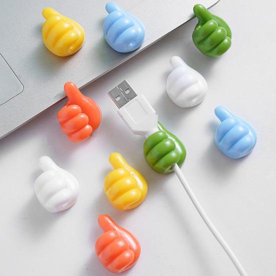 10Pcs Colorful Silicone Thumb Wall Hooks Strong Adhesion Cable Clip Rust-proof Key Hangers Desktop Storage Hook