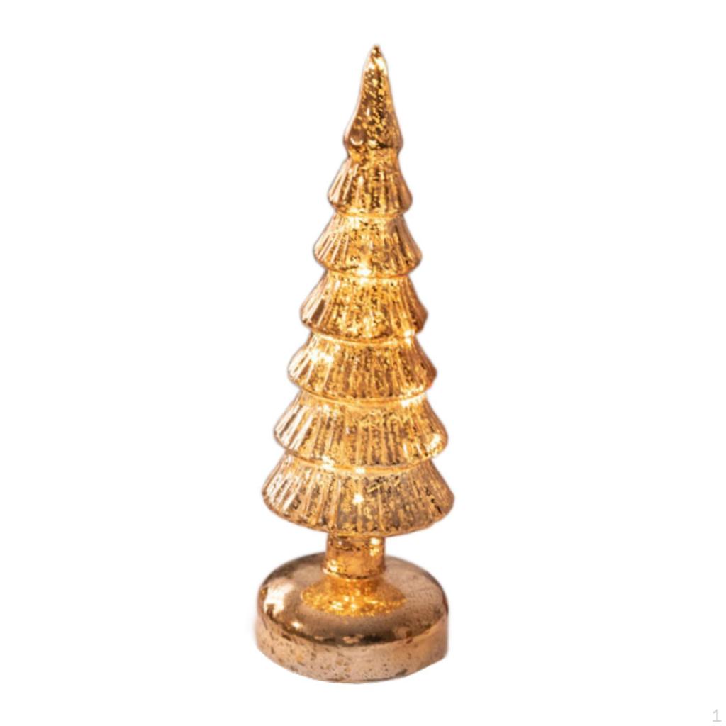 Glass Tabletop Artificial Christmas Tree Decor Art Crafts Night Lamp