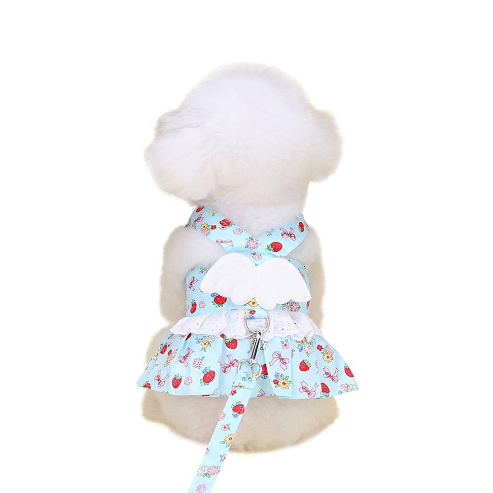 With Traction Buckle Cat Princess Dress Cute Dog Skirt Portable Pet Angel Wings Dress  Small Dogs