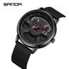 Fashion Sanda Top Brand 1138 New Arrival Leather Band Car Spinning Rim Luxury Men's Custom Design Quartz Waterproof Wheel Watch